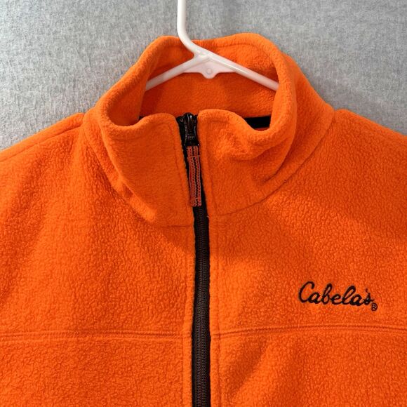Cabelas Mens M Fleece Jacket hunting safety orange Hi Vis full Zip pockets - Picture 3 of 15